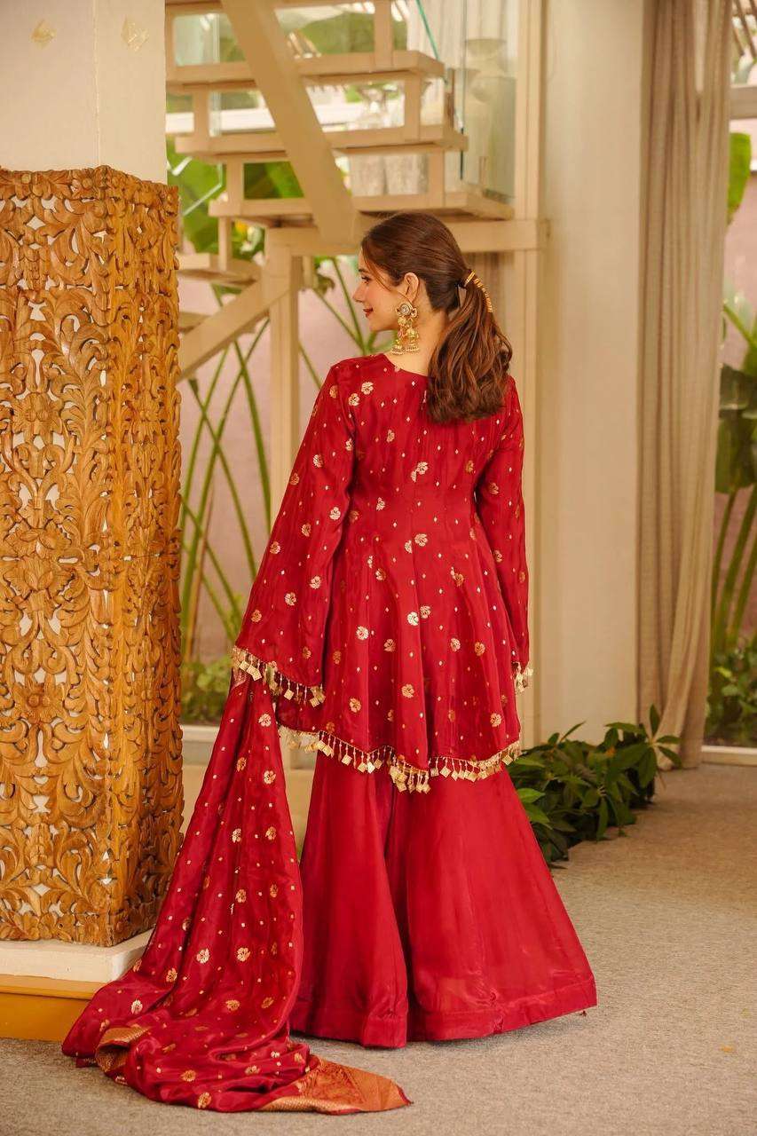 RTC 6051 SATIN SILK BEAUTIFUL DESIGNER LOOK TOP PLAZZO AND DUPATTA SET — Wholesale Kurti Pant Set, Vardan Ethnic wholesale from Surat — view 4
