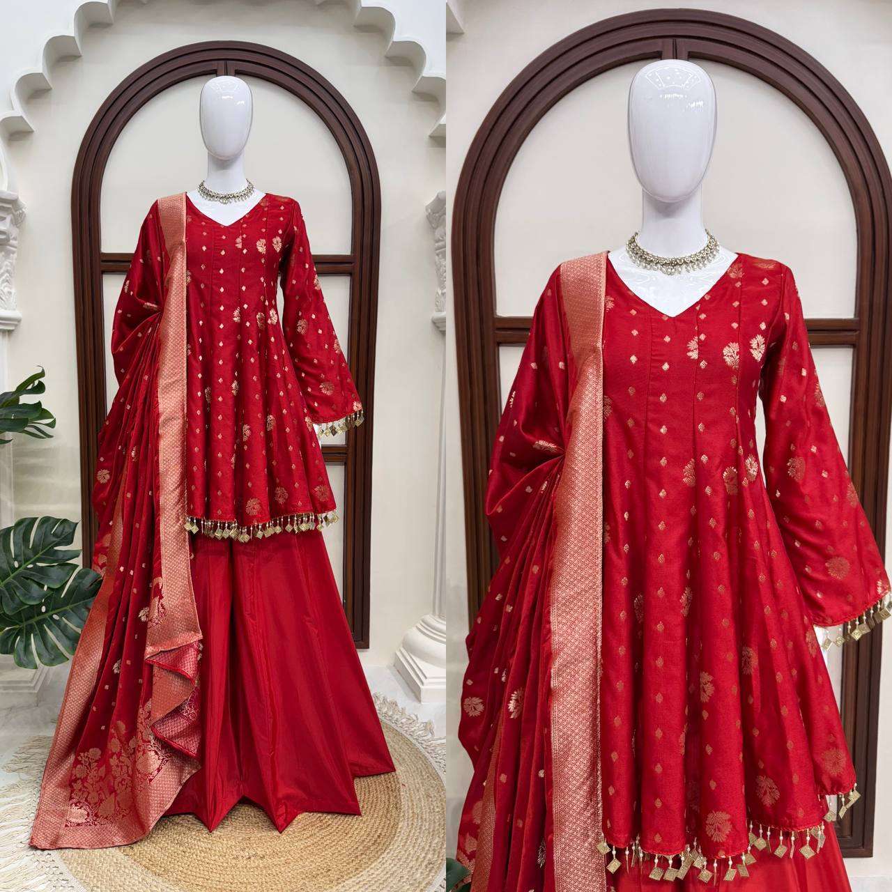 RTC 6051 SATIN SILK BEAUTIFUL DESIGNER LOOK TOP PLAZZO AND DUPATTA SET — Wholesale Kurti Pant Set, Vardan Ethnic wholesale from Surat — view 5