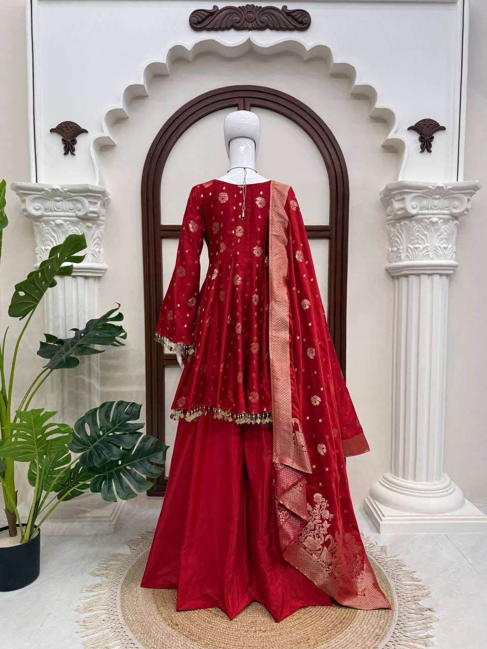 RTC 6051 SATIN SILK BEAUTIFUL DESIGNER LOOK TOP PLAZZO AND DUPATTA SET — Wholesale Kurti Pant Set, Vardan Ethnic wholesale from Surat — view 6