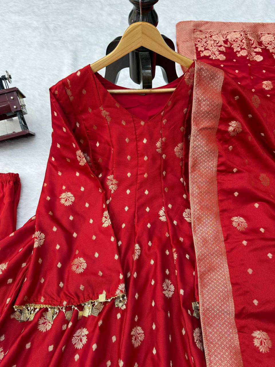 RTC 6051 SATIN SILK BEAUTIFUL DESIGNER LOOK TOP PLAZZO AND DUPATTA SET — Wholesale Kurti Pant Set, Vardan Ethnic wholesale from Surat — view 7