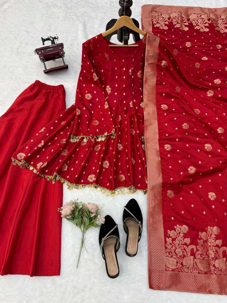 RTC 6051 SATIN SILK BEAUTIFUL DESIGNER LOOK TOP PLAZZO AND DUPATTA SET — Wholesale Kurti Pant Set, Vardan Ethnic wholesale from Surat — view 8