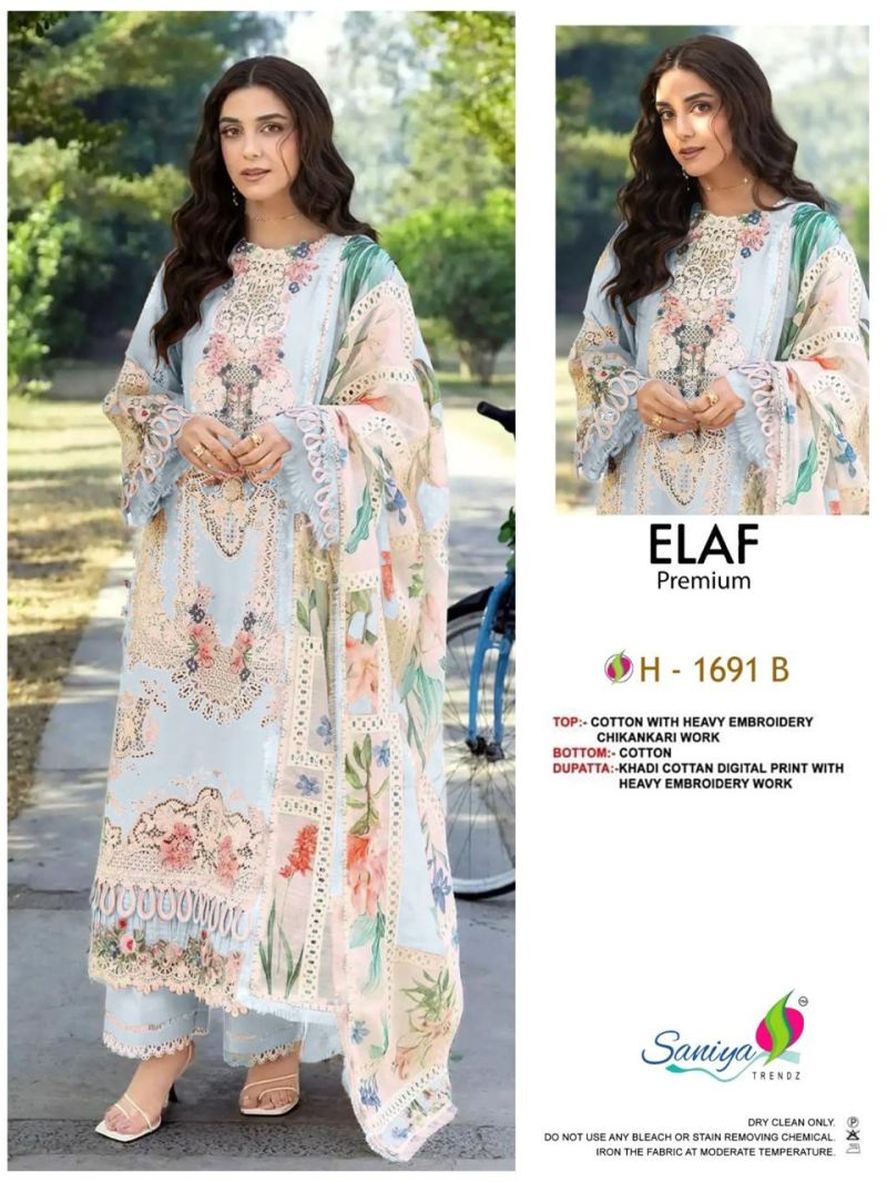 Saniya 1691 A And B Cotton Chikankari Embroidered Salwar Kameez