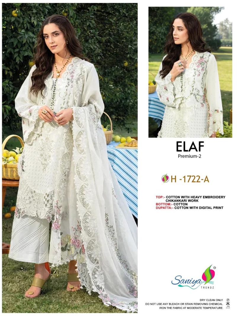 Saniya 1722 A To D Cotton Chikankari Embroidered Salwar Kameez — Wholesale Pakistani Suits wholesale from Surat — Photo 3