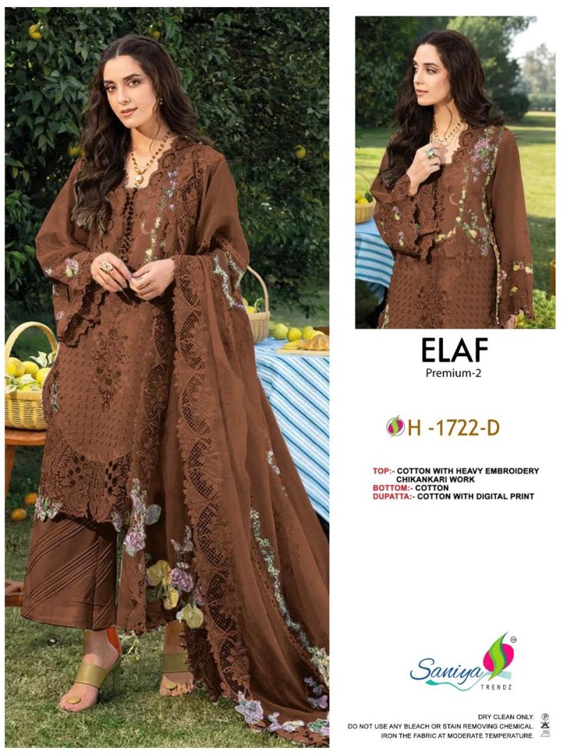 Saniya 1722 A To D Cotton Chikankari Embroidered Salwar Kameez — Wholesale Pakistani Suits wholesale from Surat — Photo 4