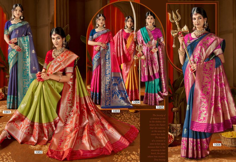 Saroj Rangvastra Silk Vol 3 Lichi Silk Saree Collection — Organza Saree wholesale from Surat — view 7
