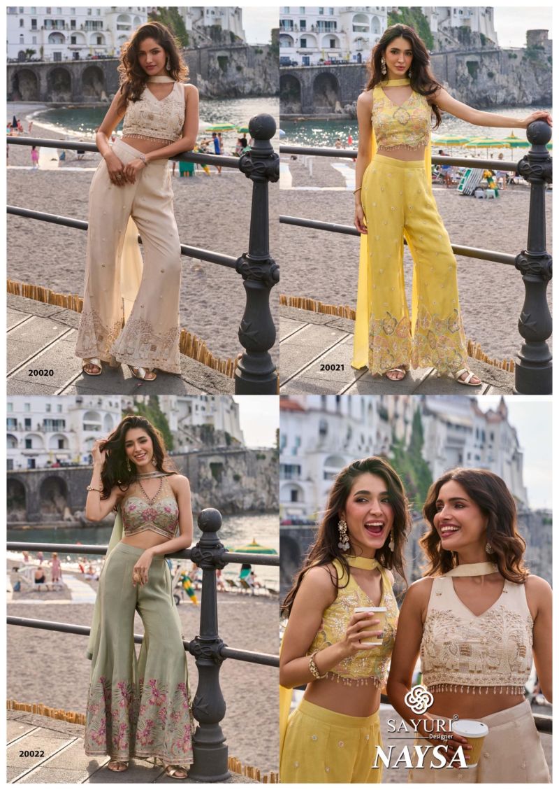 Sayuri Naysa Premium Chinon Silk Embroidered Designer Indo Western Catalog — Wholesale Kurti Pant Set, Sayuri wholesale from Surat — Photo 9