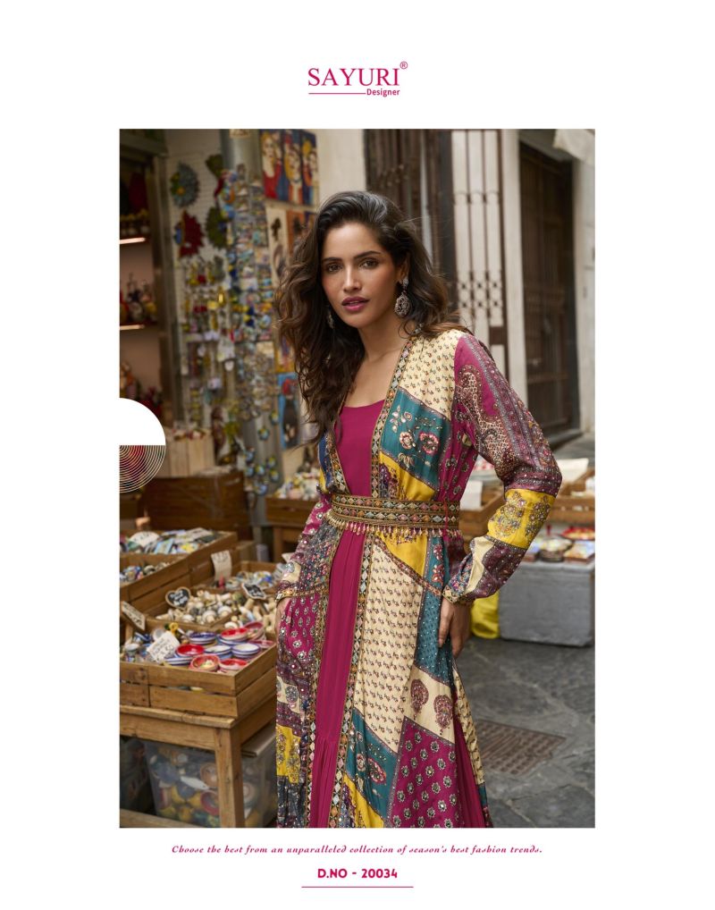 Sayuri Pakhi Crepe Silk Embroidered Festival Wear Gown Koti With Belt Catalog — Wholesale Readymade Suit, Sayuri wholesale from Surat - Gallery Image 4