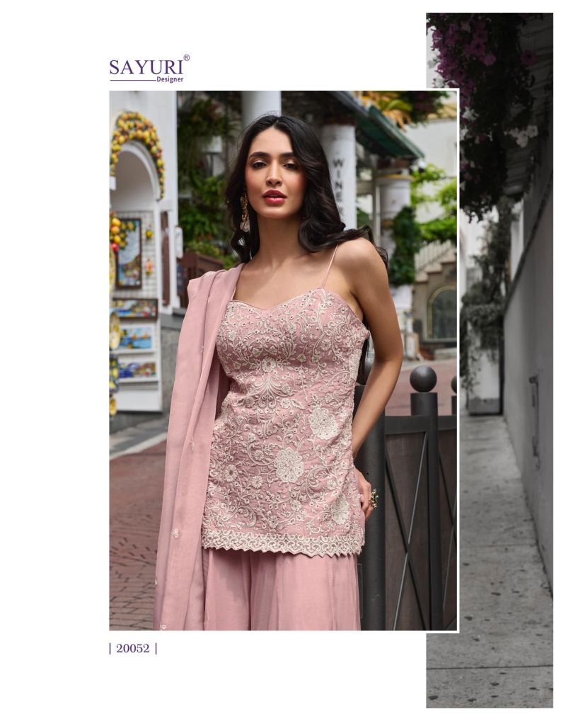 Sayuri Zariya Mul Silk Beads Embroidered Designer Indo Western Sharara Suit — Wholesale Readymade Suit wholesale from Surat — view 4