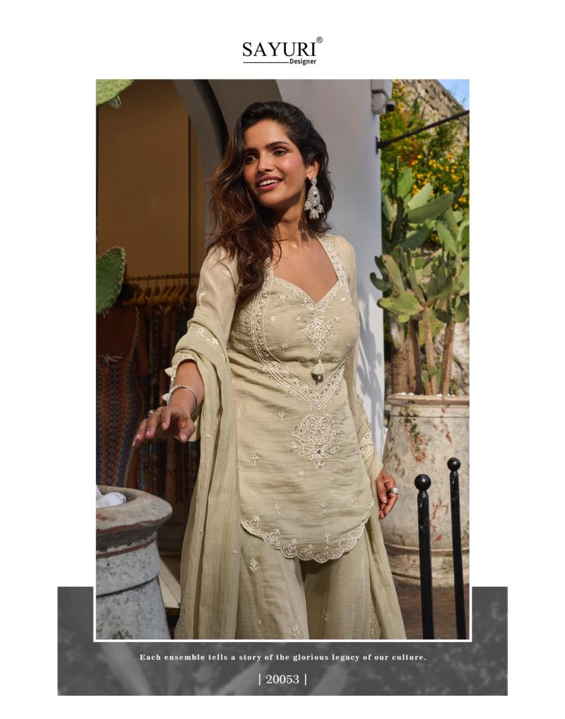 Sayuri Zariya Mul Silk Beads Embroidered Designer Indo Western Sharara Suit — Wholesale Readymade Suit wholesale from Surat — view 3