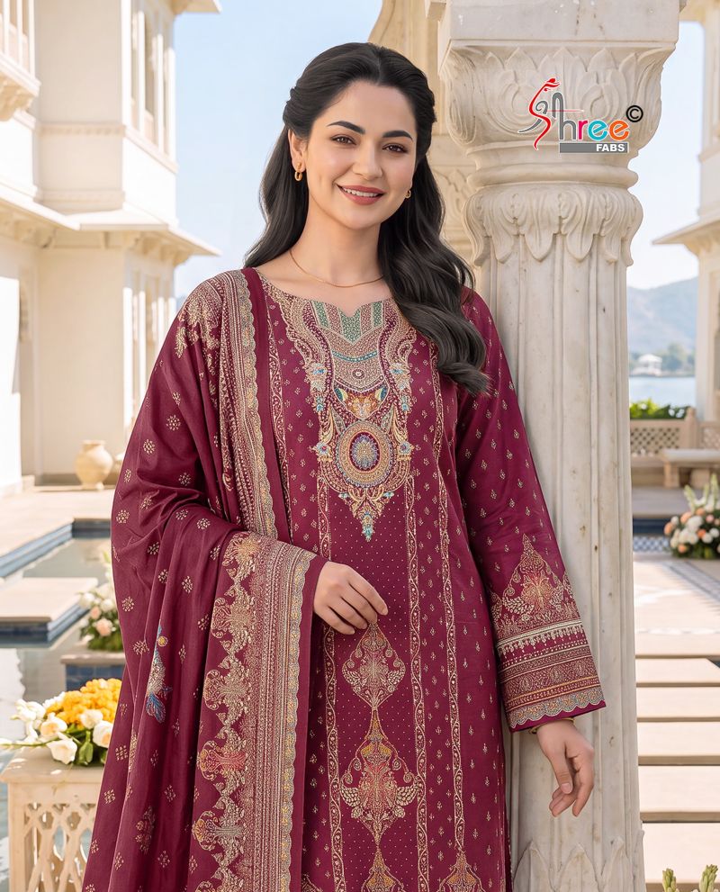 Shree Kt 388 Viscose Maslin Digital print Hand Work Salwar Kameez — Wholesale Pakistani Suits, Vardan Ethnic wholesale from Surat — view 3