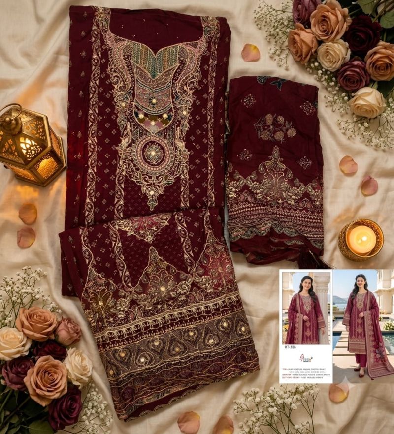 Shree Kt 388 Viscose Maslin Digital print Hand Work Salwar Kameez — Wholesale Pakistani Suits, Vardan Ethnic wholesale from Surat — view 4
