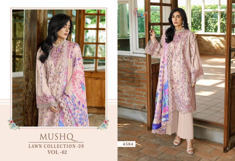 Shree Mushq Lawn Collection 26 Vol 2 Cotton Dupatta Cotton Embroidered Salwar Kameez — Wholesale Pakistani Suits wholesale from Surat - Gallery Image 4