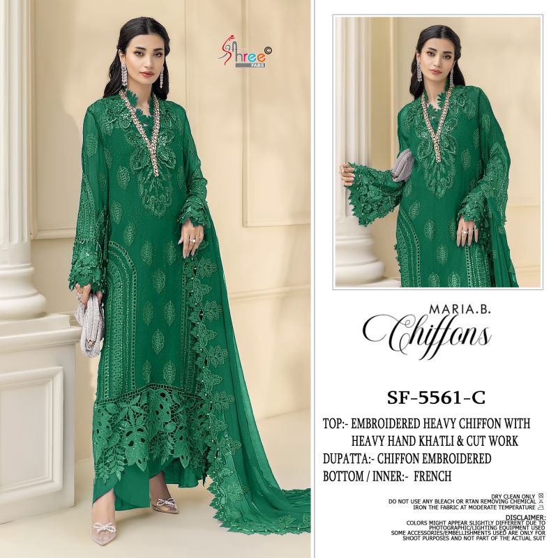 Shree Sf 5561 A To D Chiffon Heavy Embroidered Salwar Kameez Catalog — Wholesale Pakistani Suits, Vardan Ethnic wholesale from Surat - Gallery Image 2