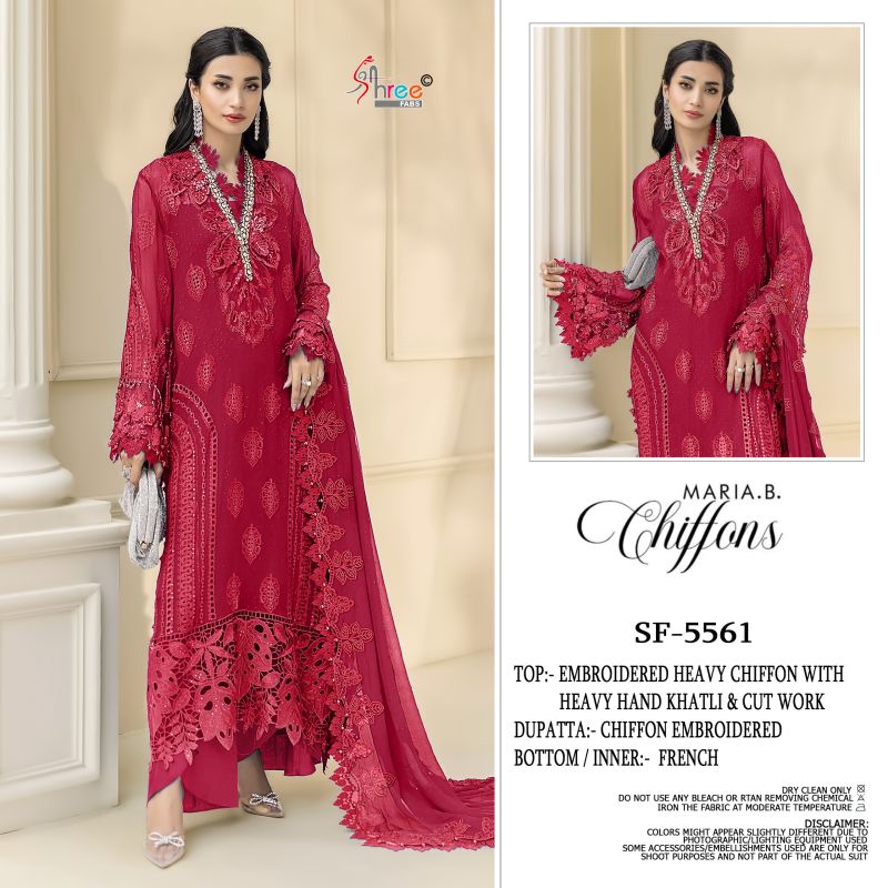 Shree Sf 5561 A To D Chiffon Heavy Embroidered Salwar Kameez Catalog — Wholesale Pakistani Suits, Vardan Ethnic wholesale from Surat - Gallery Image 3