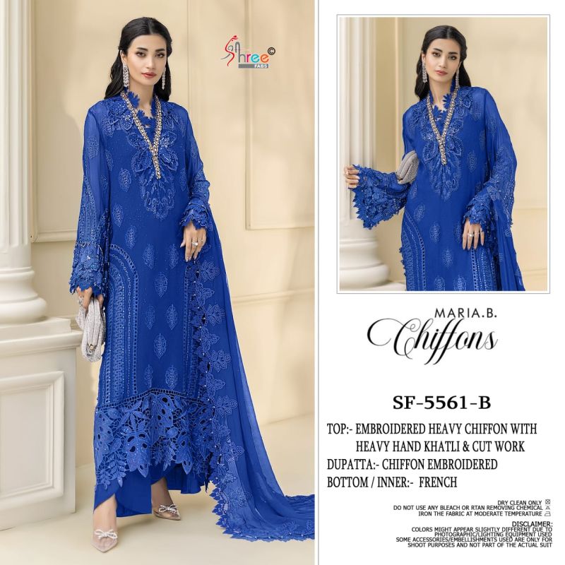 Shree Sf 5561 A To D Chiffon Heavy Embroidered Salwar Kameez Catalog — Wholesale Pakistani Suits, Vardan Ethnic wholesale from Surat - Gallery Image 4