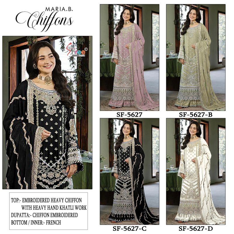 Shree Sf 5627 A To D Chiffon Heavy Embroidered Salwar Kameez Catalog — Wholesale Pakistani Suits, Shree wholesale from Surat — view 9