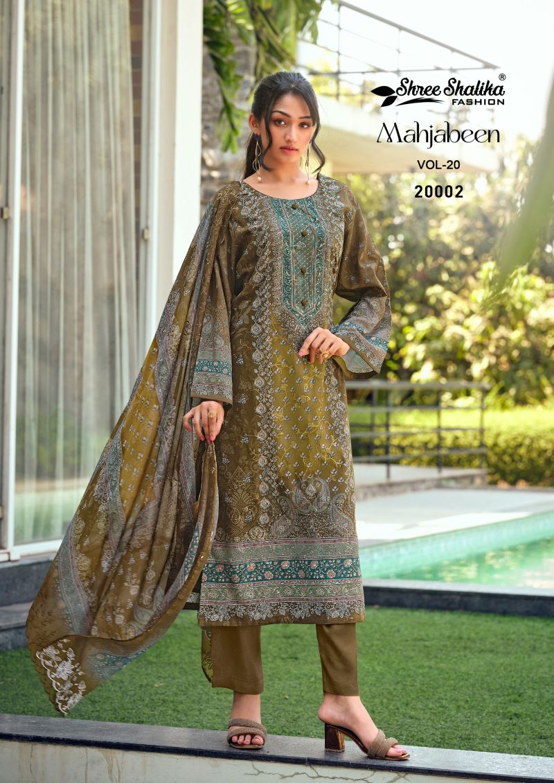 Shree Shalika Mahjabeen Vol 20 Lawn Cotton Digital Print Embroidered Dress Material — Wholesale Kurtis, Vardan Ethnic wholesale from Surat — view 3