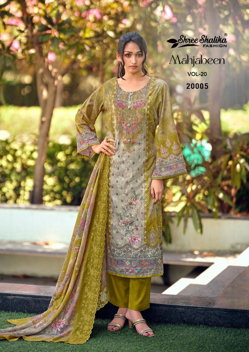 Shree Shalika Mahjabeen Vol 20 Lawn Cotton Digital Print Embroidered Dress Material