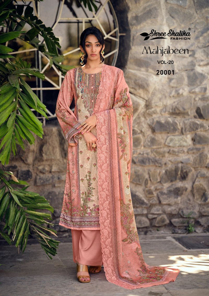 Shree Shalika Mahjabeen Vol 20 Lawn Cotton Digital Print Embroidered Dress Material — Wholesale Kurtis, Vardan Ethnic wholesale from Surat — view 6