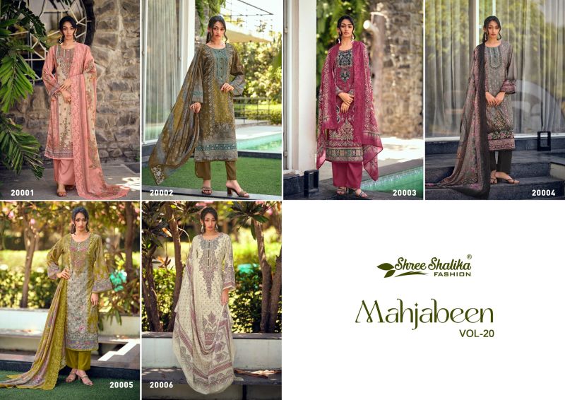 Shree Shalika Mahjabeen Vol 20 Lawn Cotton Digital Print Embroidered Dress Material — Wholesale Kurtis, Vardan Ethnic wholesale from Surat — view 8