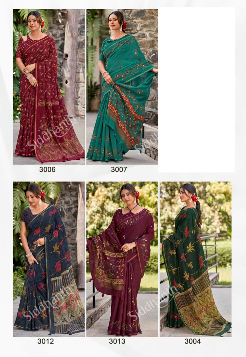 Siddhanth Varanasi Cotton Soft Cotton Silk Printed Saree Catalog — Organza Saree, Vardan Ethnic wholesale from Surat — view 9