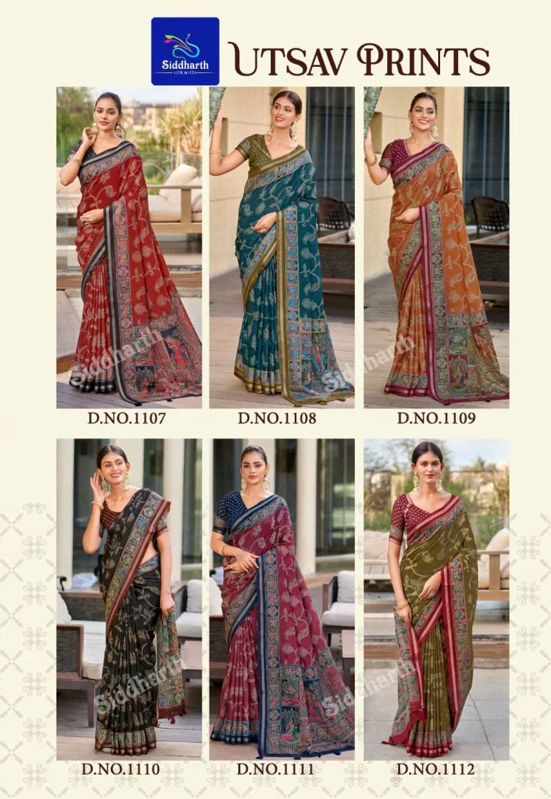 Siddharth Utsav Prints Cotton Printed Saree Catalog — Organza Saree wholesale from Surat — view 7