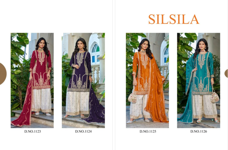 Silsila 1123 To 1126 Blooming Chinon Sequence Embroidered Salwar Kameez — Wholesale Readymade Suit, Vardan Ethnic wholesale from Surat — view 7