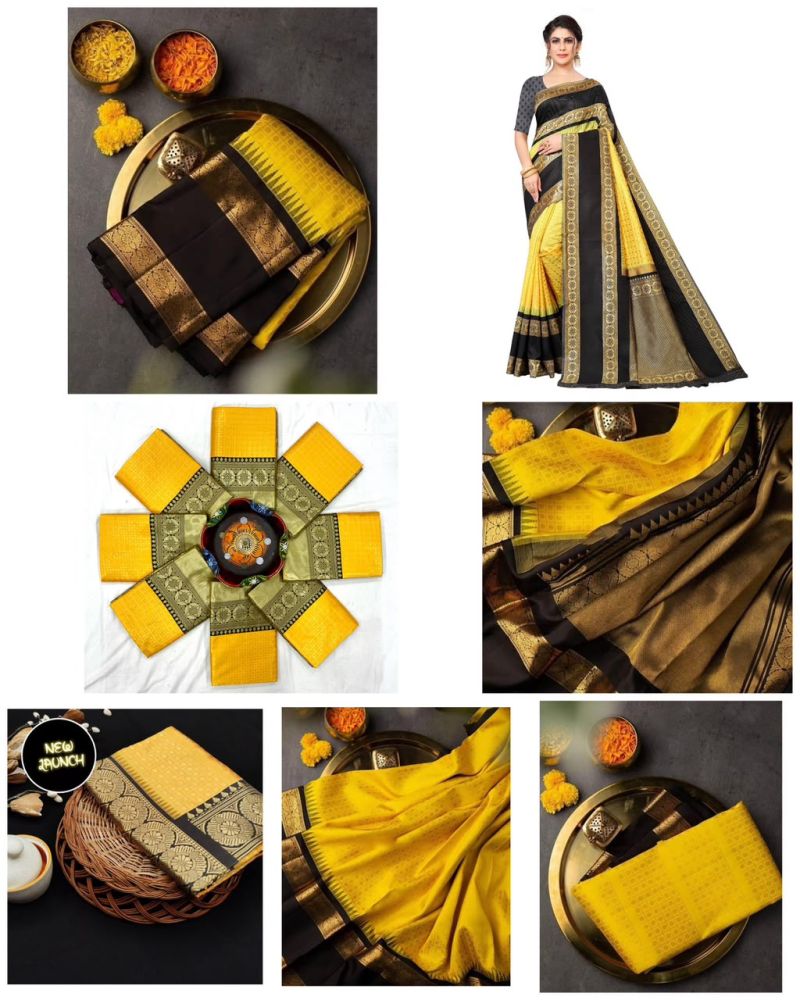 Soft Silk 2073 Lichi Silk Jacquard Work Saree Catalog — Organza Saree, Vardan Ethnic wholesale from Surat — view 6