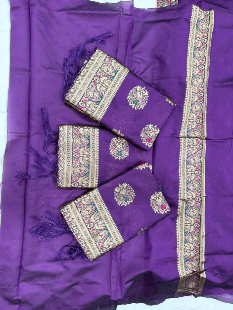 Soft Silk 6074 Lichi Silk Jacquard Work Saree Catalog — Organza Saree, Vardan Ethnic wholesale from Surat — view 3