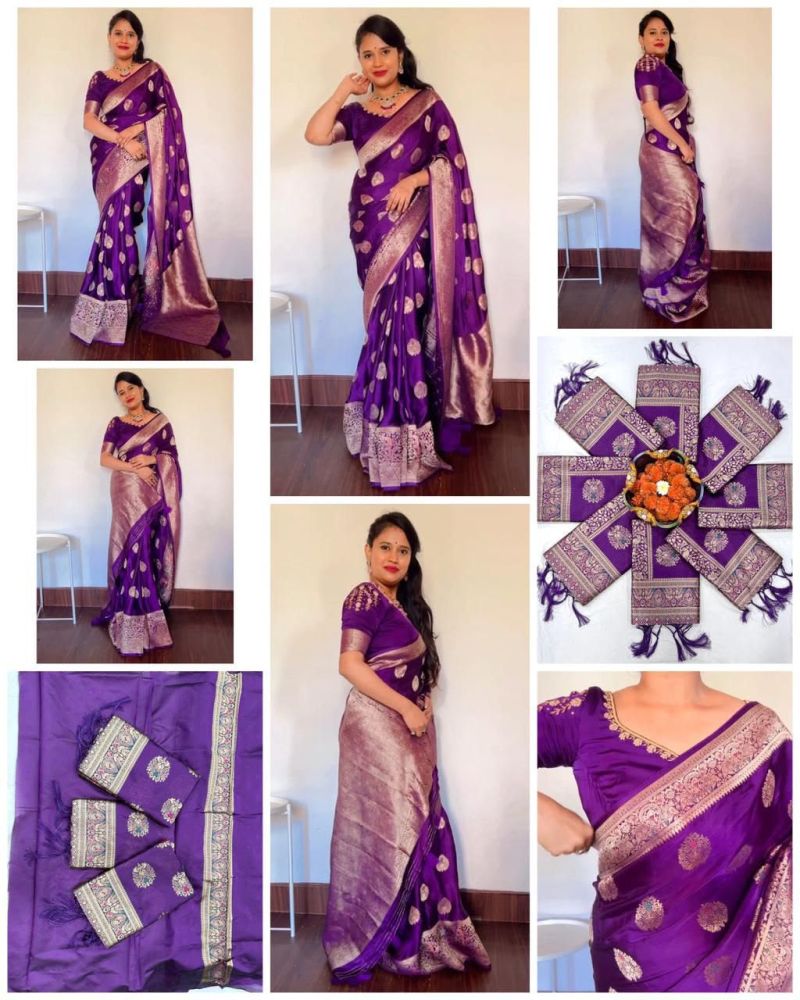 Soft Silk 6074 Lichi Silk Jacquard Work Saree Catalog — Organza Saree, Vardan Ethnic wholesale from Surat — view 5