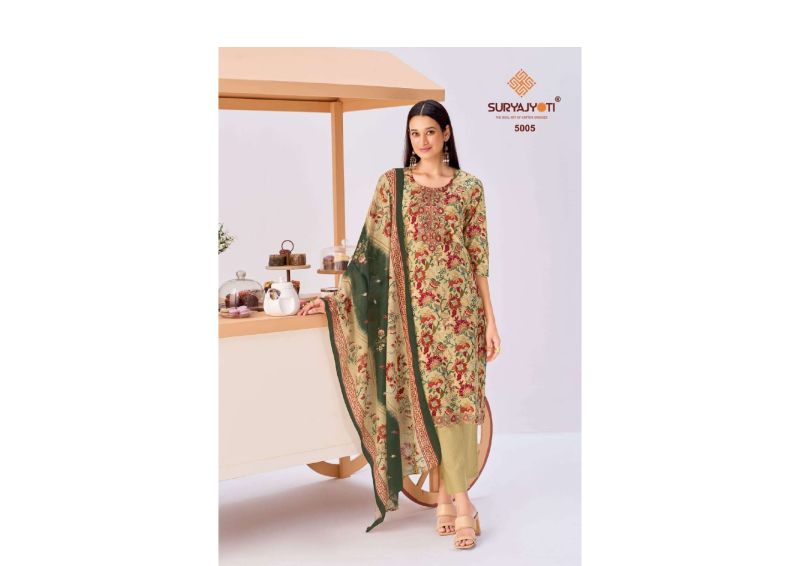 Suryajyoti Kala Vol 5 Readymade Cotton Print Embroidered Kurti With Bottom Dupatta Set — Wholesale Kurtis, Suryajyoti wholesale from Surat — Photo 8
