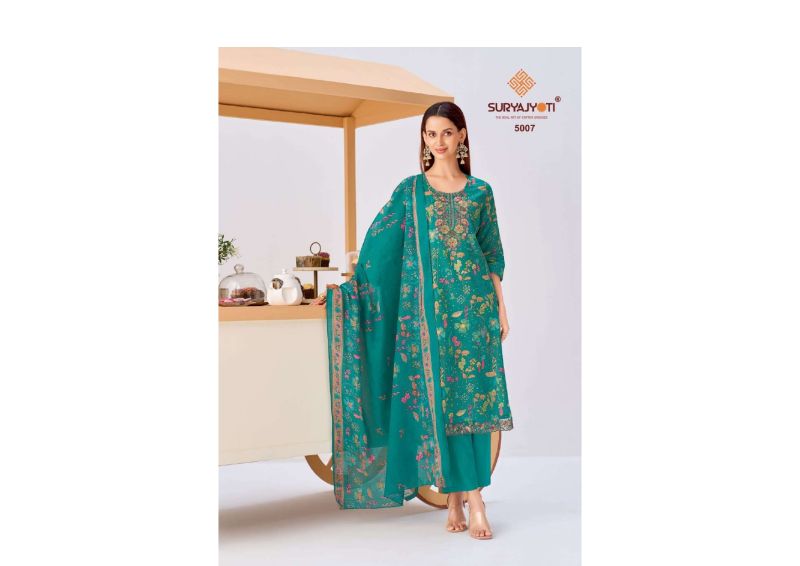 Suryajyoti Kala Vol 5 Readymade Cotton Print Embroidered Kurti With Bottom Dupatta Set — Wholesale Kurtis, Suryajyoti wholesale from Surat — Photo 9