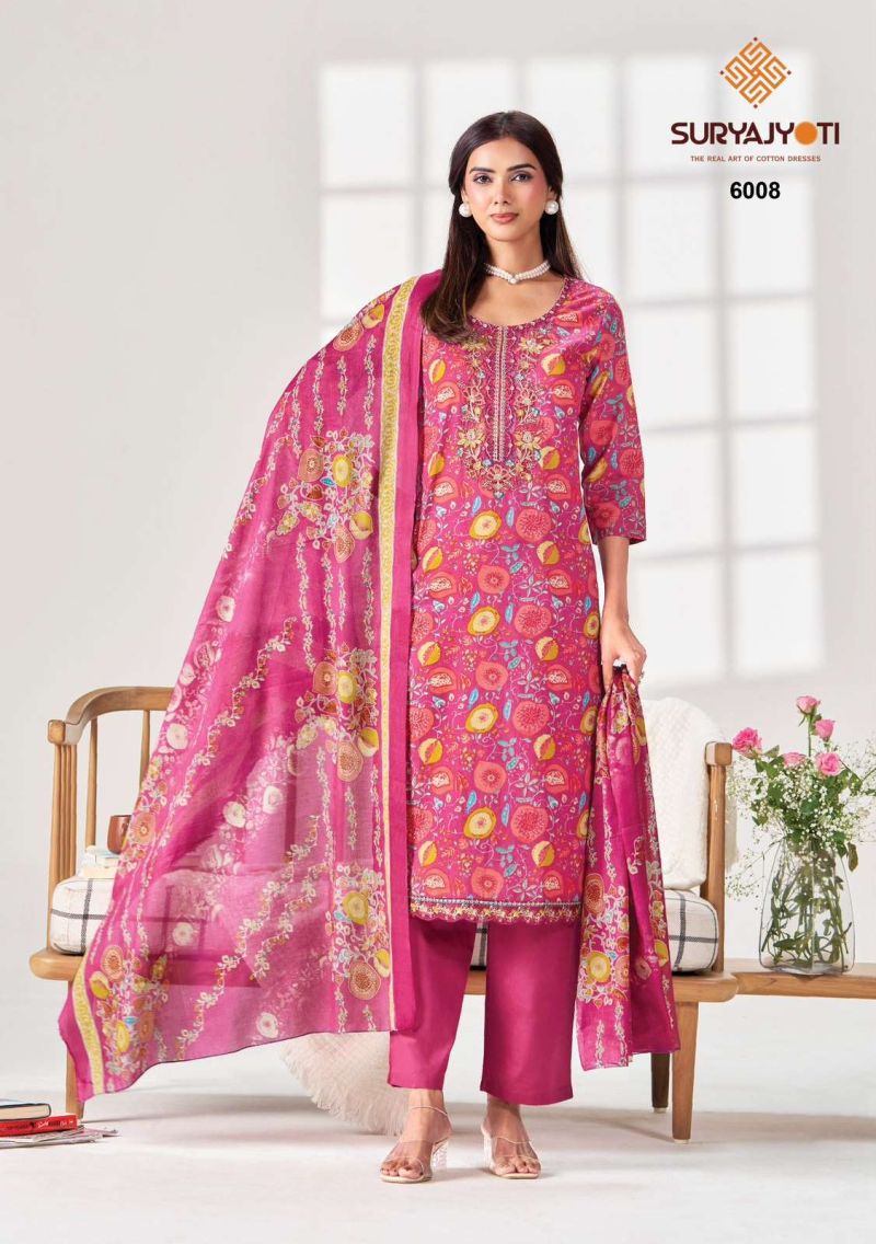 Suryajyoti Kala Vol 6 Readymade Cotton Print Embroidered Kurti With Bottom Dupatta Set
