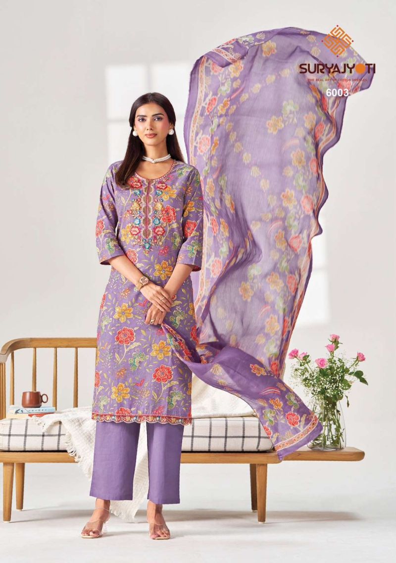Suryajyoti Kala Vol 6 Readymade Cotton Print Embroidered Kurti With Bottom Dupatta Set — Wholesale Kurtis, Suryajyoti wholesale from Surat - Gallery Image 3