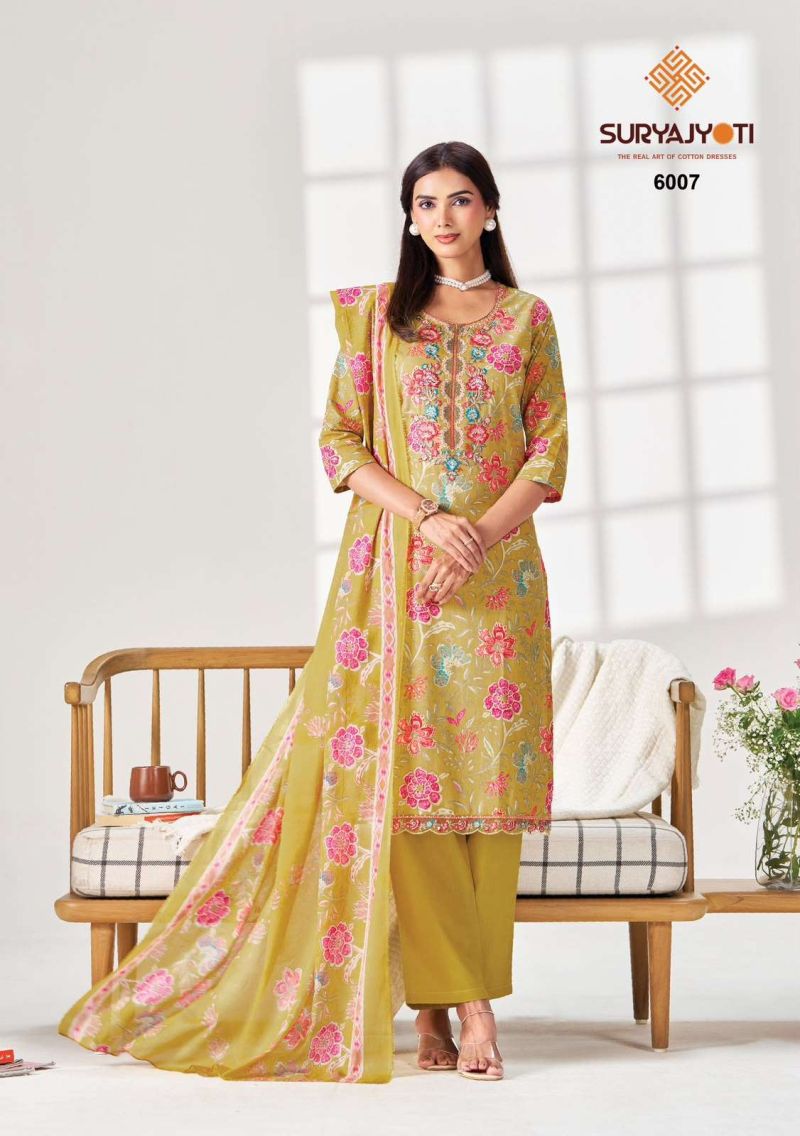 Suryajyoti Kala Vol 6 Readymade Cotton Print Embroidered Kurti With Bottom Dupatta Set — Wholesale Kurtis, Suryajyoti wholesale from Surat - Gallery Image 6