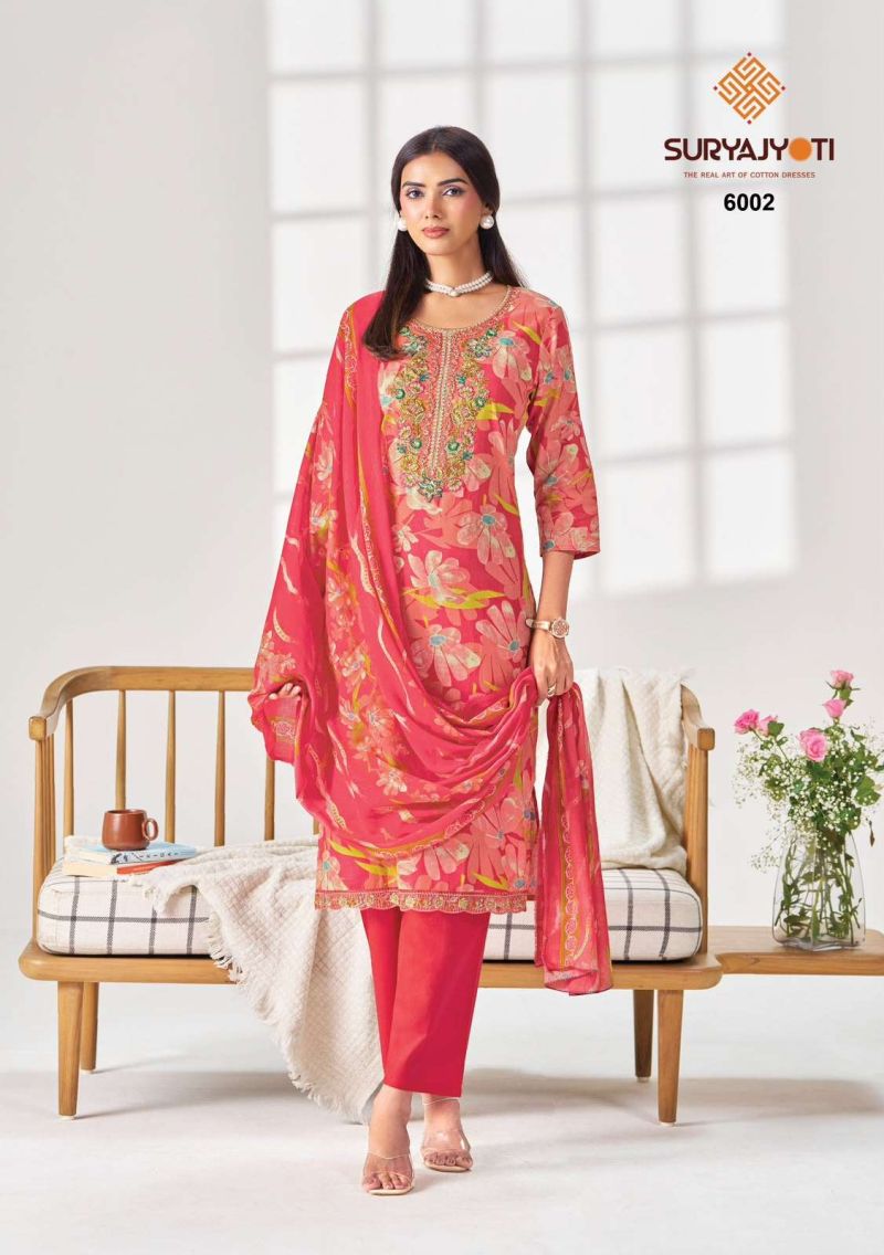 Suryajyoti Kala Vol 6 Readymade Cotton Print Embroidered Kurti With Bottom Dupatta Set — Wholesale Kurtis, Suryajyoti wholesale from Surat - Gallery Image 7