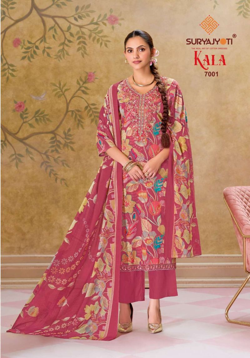 Suryajyoti Kala Vol 7 Readymade Cotton Print Embroidered Kurti With Bottom Dupatta Set — Wholesale Kurtis, Suryajyoti wholesale from Surat — Photo 6
