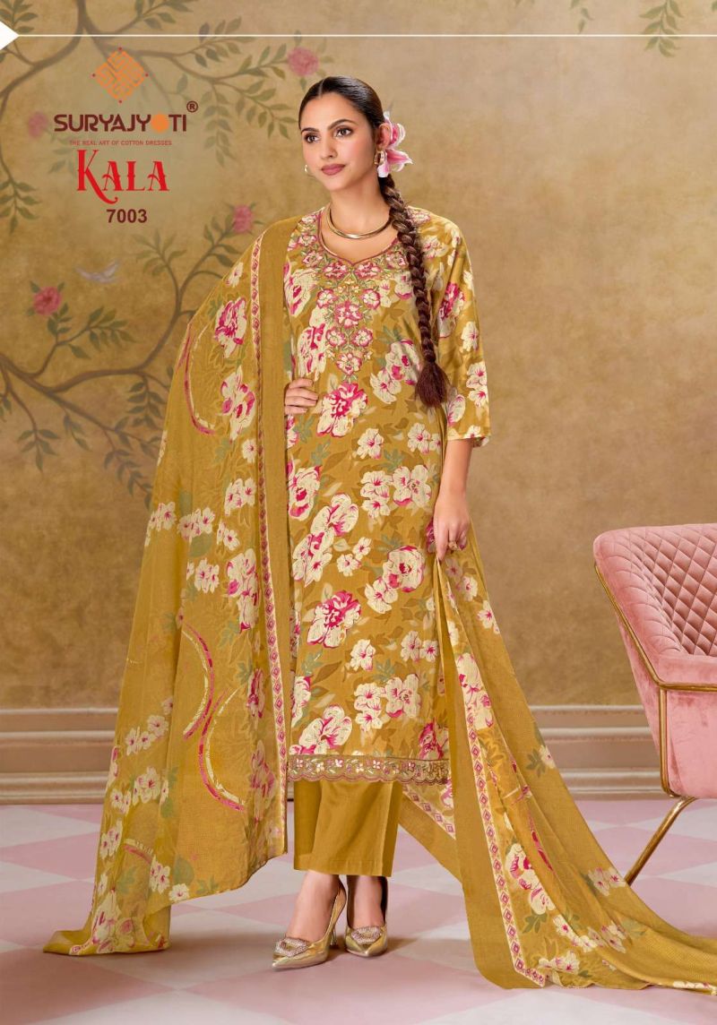 Suryajyoti Kala Vol 7 Readymade Cotton Print Embroidered Kurti With Bottom Dupatta Set — Wholesale Kurtis, Suryajyoti wholesale from Surat — Photo 7