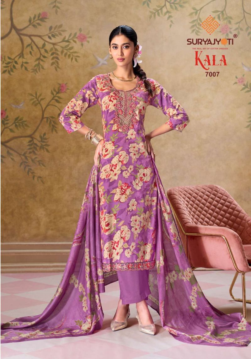 Suryajyoti Kala Vol 7 Readymade Cotton Print Embroidered Kurti With Bottom Dupatta Set — Wholesale Kurtis, Suryajyoti wholesale from Surat — Photo 8
