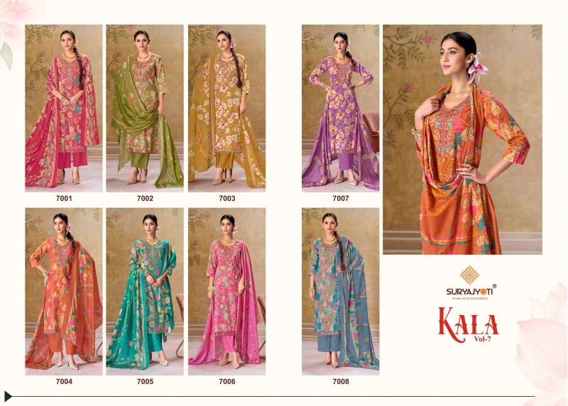 Suryajyoti Kala Vol 7 Readymade Cotton Print Embroidered Kurti With Bottom Dupatta Set — Wholesale Kurtis, Suryajyoti wholesale from Surat — Photo 9