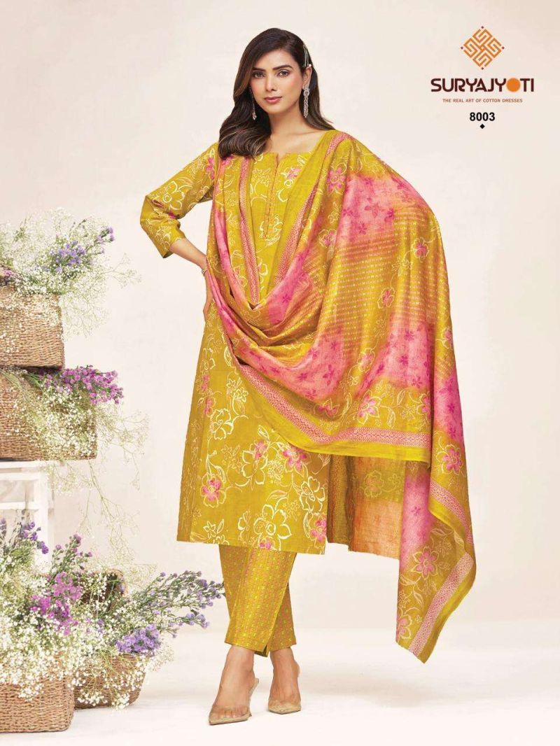 Suryajyoti Poshak Vol 8 Readymade Cotton Foil Printed Kurti With Bottom Dupatta Set