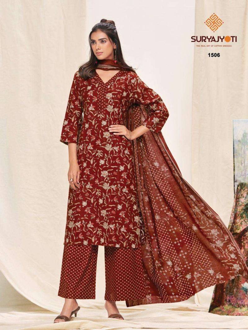Suryajyoti Preyasi Vol 15 Readymade Cotton Printed Kurti With Bottom Dupatta Set — Wholesale Readymade Suit, Suryajyoti wholesale from Surat — view 2