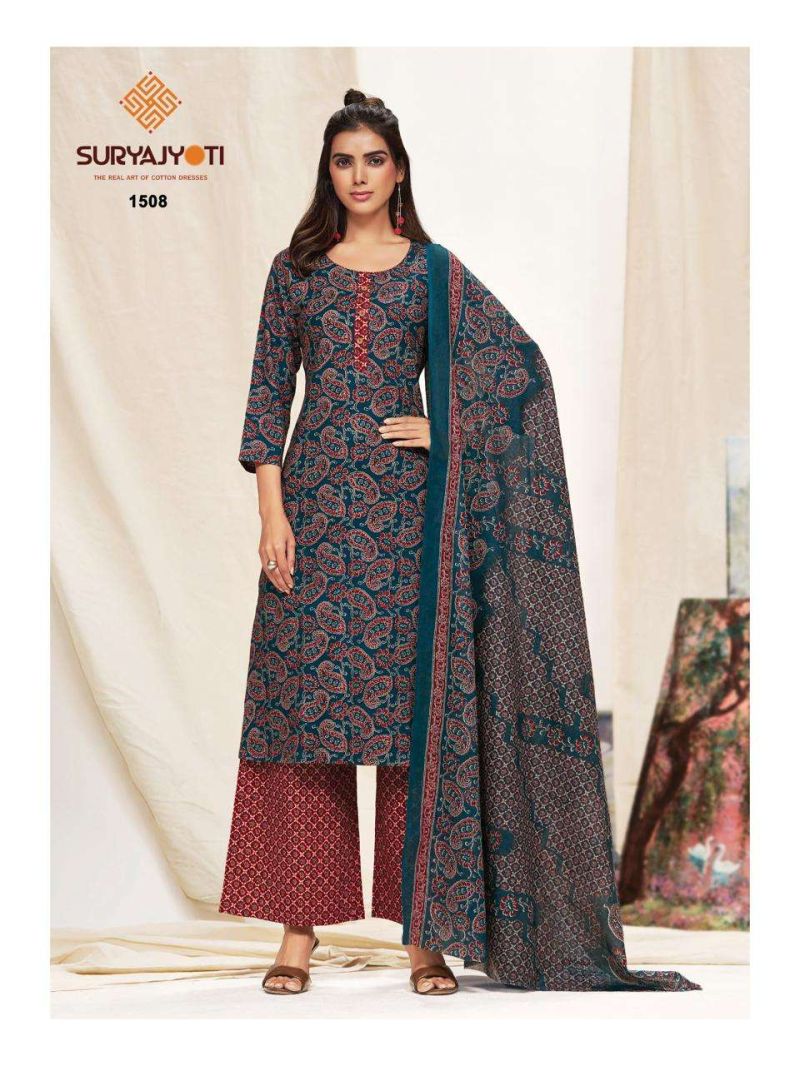 Suryajyoti Preyasi Vol 15 Readymade Cotton Printed Kurti With Bottom Dupatta Set — Wholesale Readymade Suit, Suryajyoti wholesale from Surat — view 4