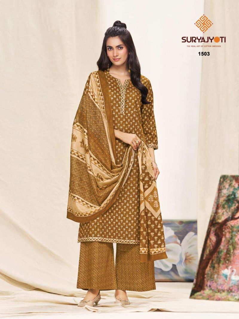 Suryajyoti Preyasi Vol 15 Readymade Cotton Printed Kurti With Bottom Dupatta Set