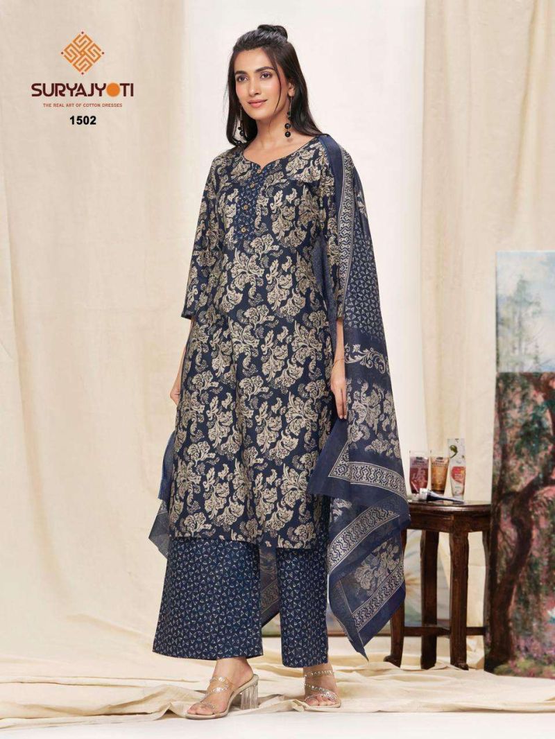 Suryajyoti Preyasi Vol 15 Readymade Cotton Printed Kurti With Bottom Dupatta Set — Wholesale Readymade Suit, Suryajyoti wholesale from Surat — view 9
