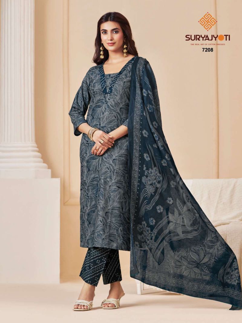 Suryajyoti Trendy Cotton Vol 72 Readymade Cotton Print Kurti With Bottom Dupatta Set — Wholesale Readymade Suit, Suryajyoti wholesale from Surat - Gallery Image 12