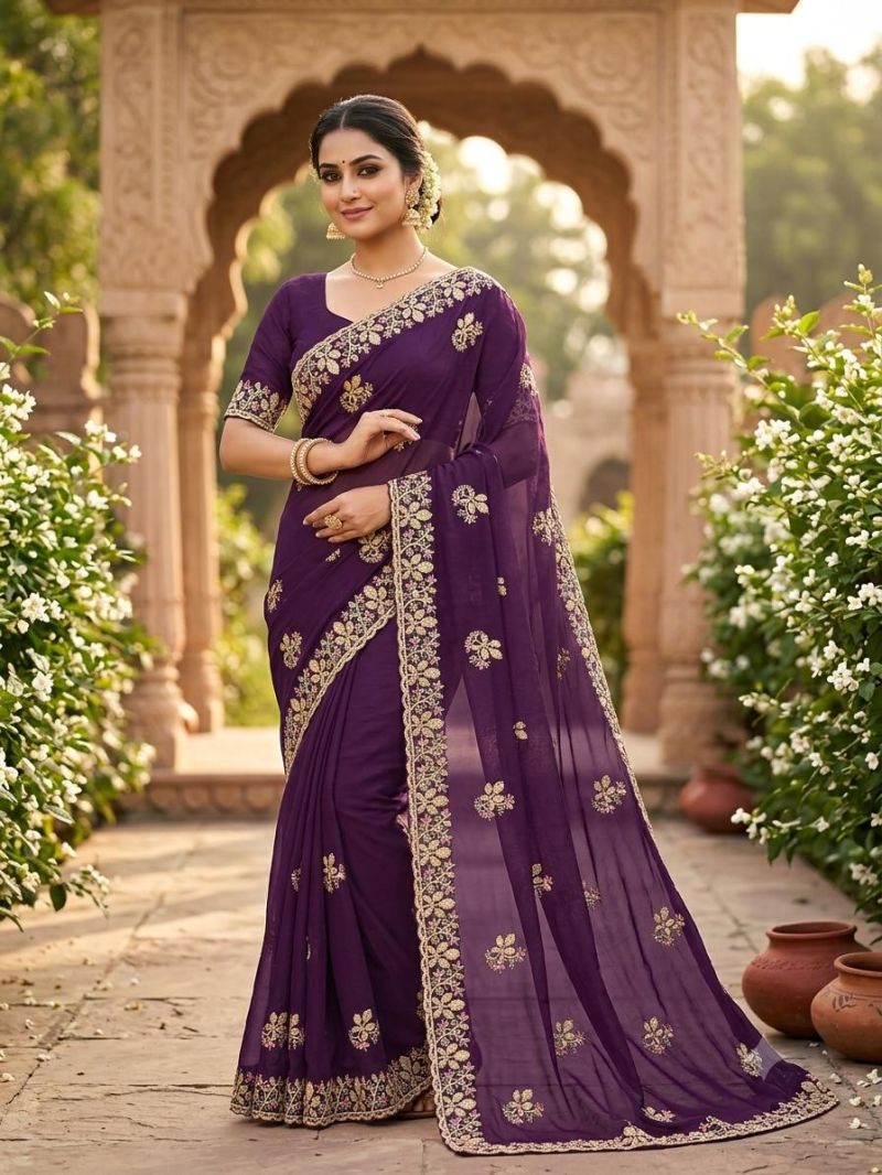 Sw Chandani Vol 1 Georgette Embroidered Designer Saree Catalog