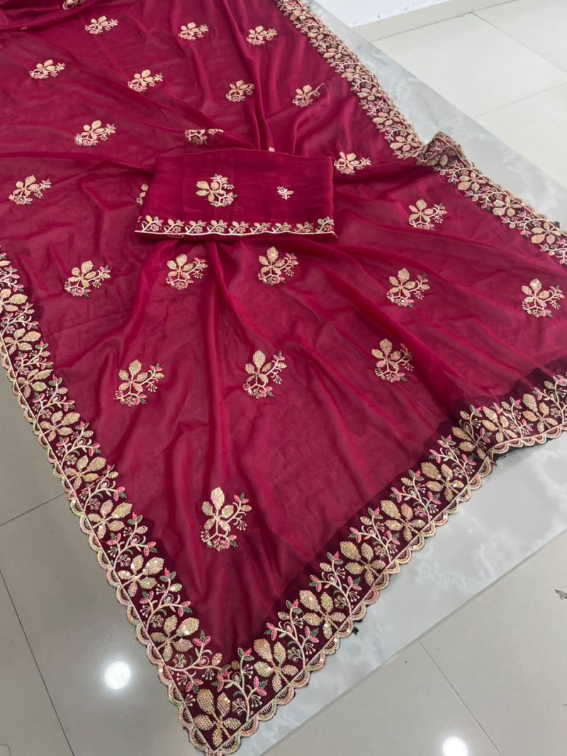 Sw Chandani Vol 1 Georgette Embroidered Designer Saree Catalog — Designer Partywear Sarees wholesale from Surat — view 8