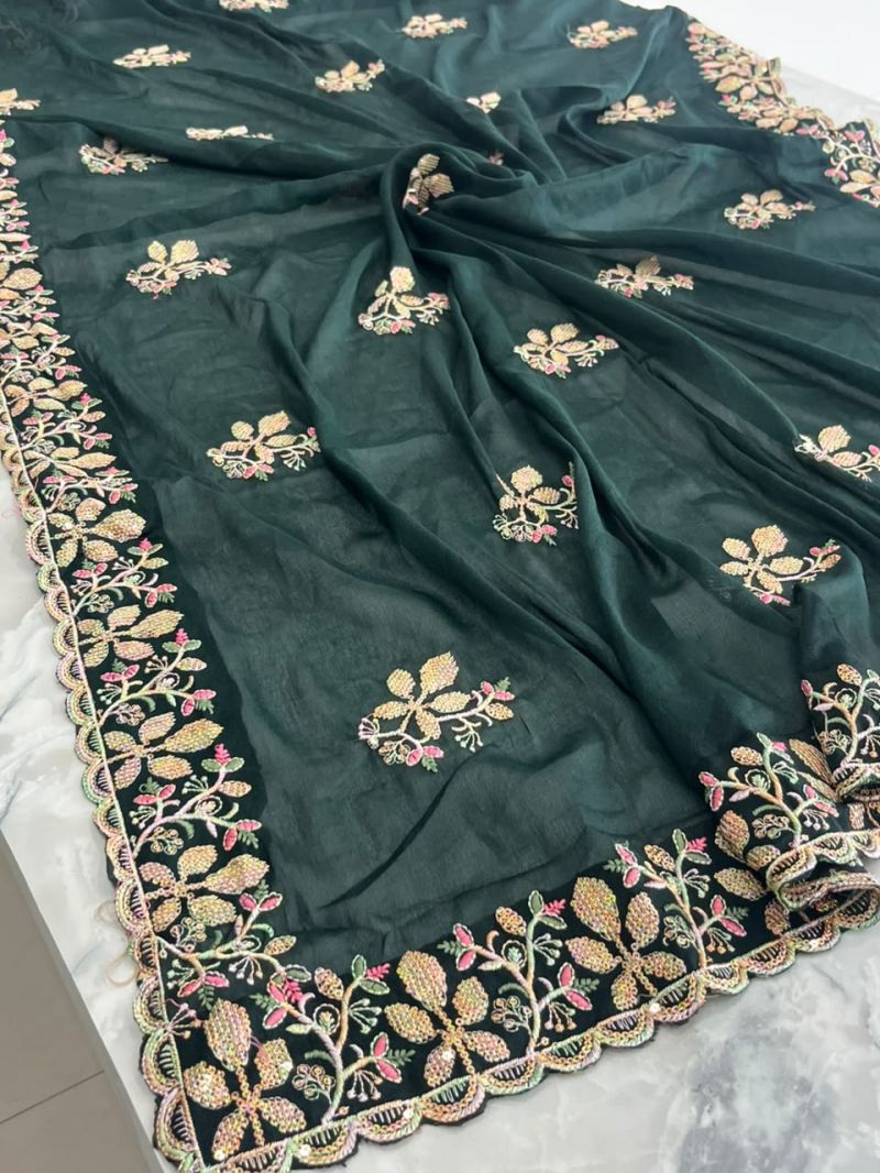 Sw Chandani Vol 1 Georgette Embroidered Designer Saree Catalog — Designer Partywear Sarees wholesale from Surat — view 9