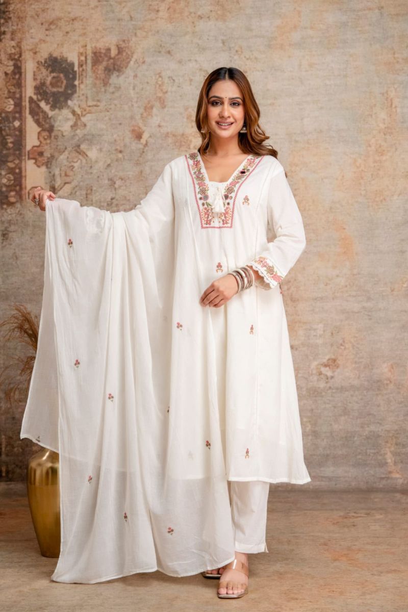 Tlc Vol 100 Silly Cotton Mirror Embroidered Kurti With Bottom Dupatta Set — Wholesale Kurtis wholesale from Surat — view 9